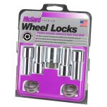 Chrome Extra Long Shank Wheel Lock Set (1/2-20 Thread Size) - Set of 4 Locks, 4 Washers and 1 Key