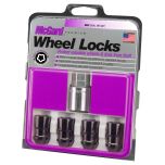 Black Cone Seat Wheel Lock Set (1/2-20 Thread Size) - Set of 4 Locks and 1 Key