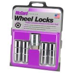 Chrome Cone Seat Wheel Lock Set (1/2-20 Thread Size) - Set of 4 Locks and 1 Key