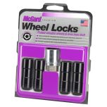Black Cone Seat Wheel Lock Set (9/16-18 Thread Size) - Set of 4 Locks and 1 Key