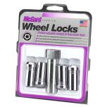 Chrome Tuner Style Cone Seat Wheel Lock Set (M14 x 1.5 Thread Size) - Set of 4; Set of 4 Locks and 1 Key