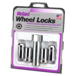 Chrome Tuner Style Cone Seat Wheel Lock Set (1/2-20 Thread Size) - Set of 4 Locks and 1 Key