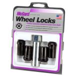 Black Tuner Style Cone Seat Wheel Lock Set (1/2-20 Thread Size) - Set of 4 Locks and 1 Key