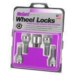 Chrome Bolt Style Cone Seat Wheel Lock Set (M12 x 1.5 Thread Size) - Set of 4 Locks and 1 Key