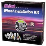 Black Cone Seat Lug Bolt Wheel Installation Kit for 4 Lug Vehicles (M12x1.25 Thread Size); Set of 12 Lug Bolts, 4 Wheel Locks, 1 Key & 1 Key Storage Pouch.