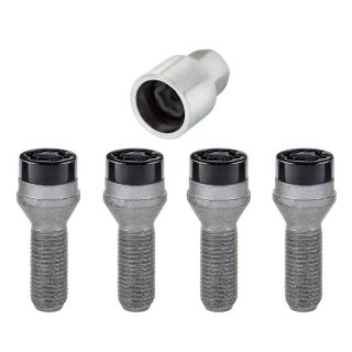 Black Bolt Style Cone Seat Wheel Lock Set (M14 x 1.5) - Set of 4