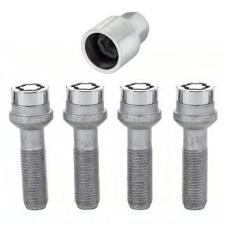 McGard 25167 Wheel Locks - M14 X 1.5 Thread Size, Radius Seat, Set Of 4 Locks With 1 Key, Silver
