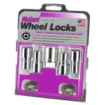 Chrome Long Shank Wheel Lock Set (M12 x 1.5 Thread Size) - Set of 4 Locks, 4 Washers and 1 Key