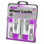 Chrome Tuner Bolt Style Cone Seat Wheel Lock Set (M14 x 1.5 Thread Size) - Set of 4 Locks and 1 Key