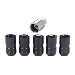 Black Cone Seat Wheel Lock Set (M14 x 1.5 Thread Size) - Set of 5