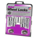 Chrome Long Shank Wheel Lock Set (1/2-20 Thread Size) - Set of 4 Locks, 4 Washers and 1 Key