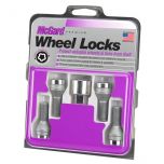 Chrome Bolt Style Cone Seat Wheel Lock Set (M14 x 1.5) - Set of 4 Locks and 1 Key