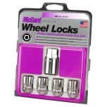 Chrome Cone Seat Wheel Lock Set (1/2-20 Thread Size) - Set of 4 Locks and 1 Key