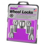 Chrome Bolt Style Cone Seat Wheel Lock Set (M12 x 1.5 Thread Size) - Set of 4 Locks and 1 Key